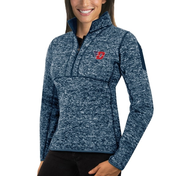 Women's Antigua Navy Dayton Flyers Fortune 1/2-Zip Pullover Sweater