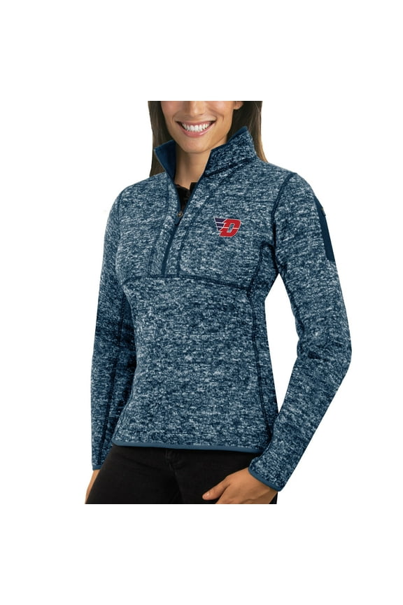 Women's Antigua Navy Dayton Flyers Fortune 1/2-Zip Pullover Sweater