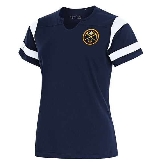 Women's Antigua Navy Denver Nuggets Encounter Short Sleeve Notch Neck Top