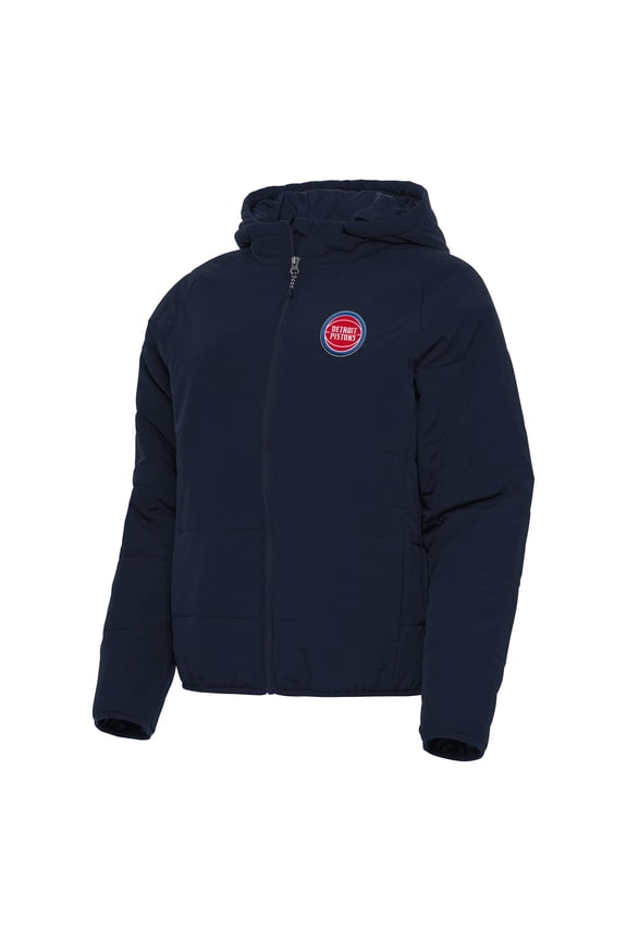 Women's Antigua Navy Detroit Pistons Universe Full-Zip Puffer Jacket