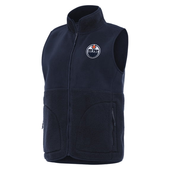 Women's Antigua Navy Edmonton Oilers Nostalgic Full-Zip Vest