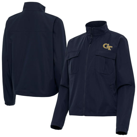 Women's Antigua  Navy Georgia Tech Yellow Jackets Even Par Full-Zip Jacket