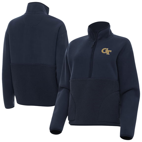 Women's Antigua Navy Georgia Tech Yellow Jackets Figure Quarter-Zip Jacket