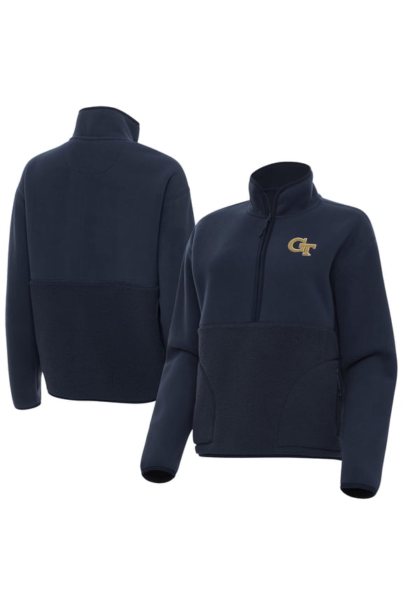 Women's Antigua Navy Georgia Tech Yellow Jackets Figure Quarter-Zip Jacket