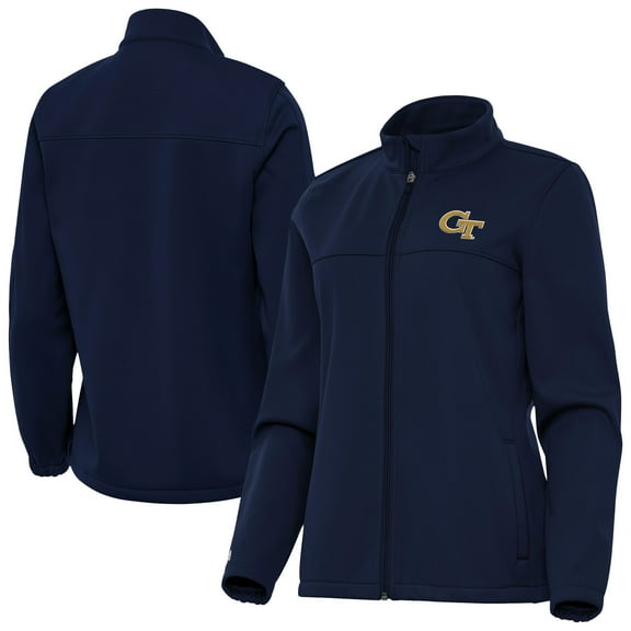 Women's Antigua Navy Georgia Tech Yellow Jackets Links 2 Golf Full-Zip Jacket
