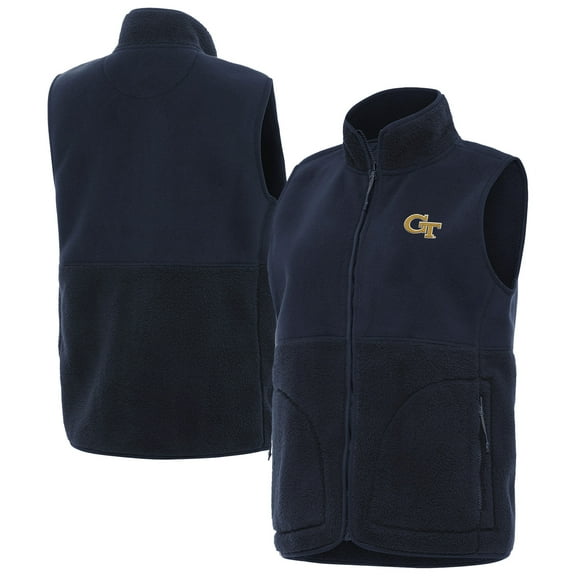 Women's Antigua  Navy Georgia Tech Yellow Jackets Nostalgic Full-Zip Vest