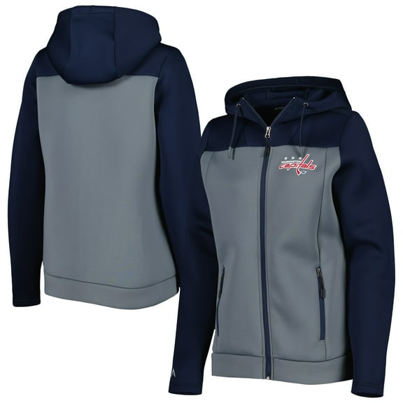 Women's Antigua Navy/Gray Washington Capitals Protect Full-Zip Jacket