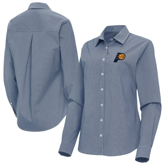 Women's Antigua Navy Indiana Pacers Porter Woven Long Sleeve Button-Up Shirt