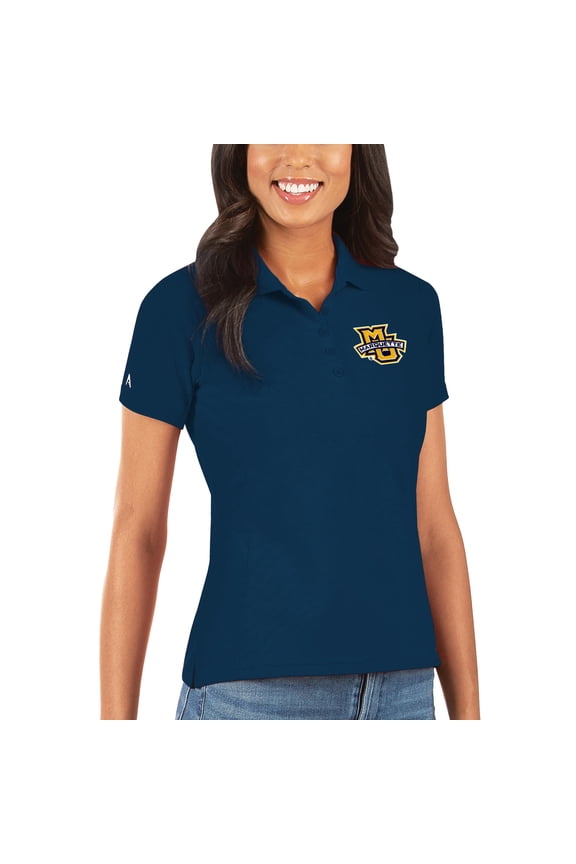 Women's Antigua Navy Marquette Golden Eagles Legacy Pique Polo