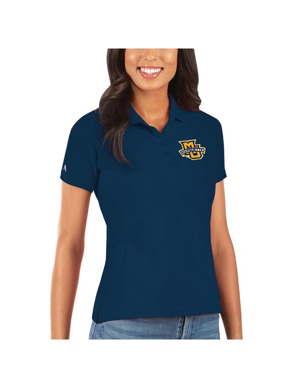 Women's Antigua Navy Marquette Golden Eagles Legacy Pique Polo