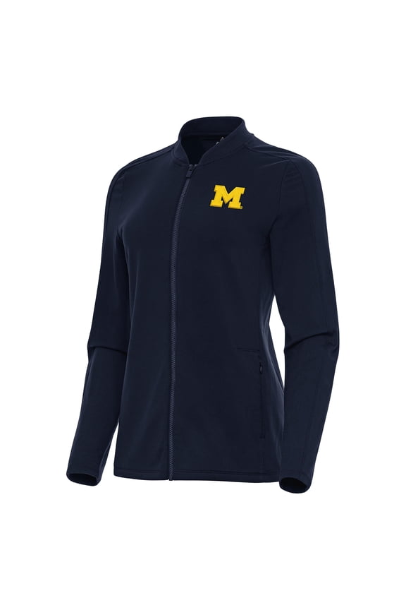 Women's Antigua Navy Michigan Wolverines Continual Full-Zip Jacket