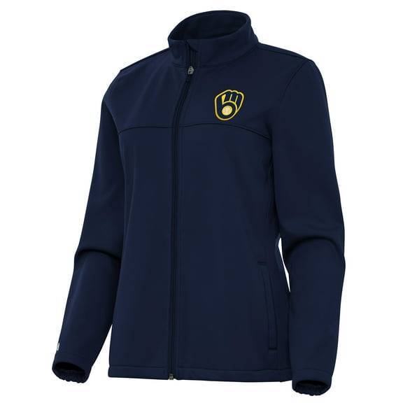 Women's Antigua Navy Milwaukee Brewers Links 2 Golf Full-Zip Jacket