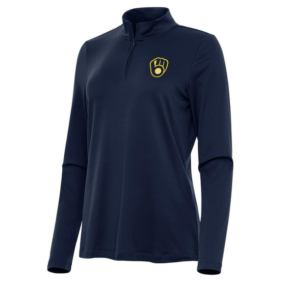 Women's Antigua Navy Milwaukee Brewers Reprocess Quarter-Zip Top