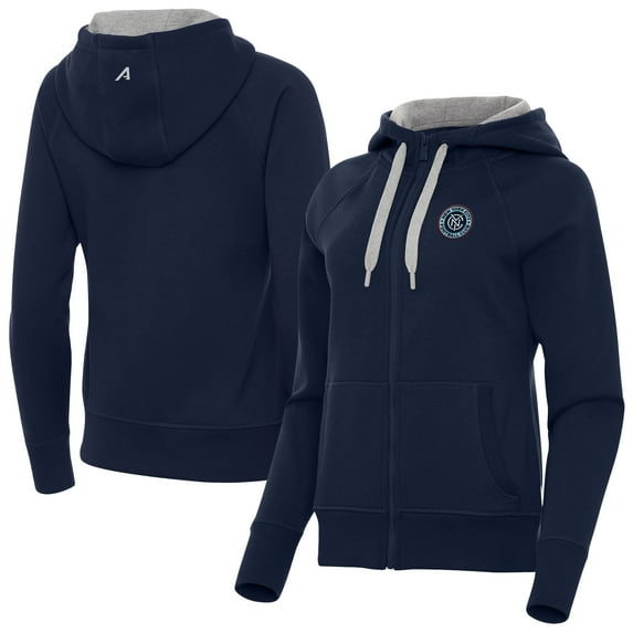 Women's-Antigua Navy New York City FC Victory Fleece Raglan Full-Zip Hoodie