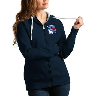 Women's Antigua Heather Gray/Black New York Rangers Victory Raglan Pullover Hoodie Size: Small