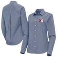 thumbnail image 1 of Women's Antigua Navy Philadelphia 76ers Porter Woven Long Sleeve Button-Up Shirt, 1 of 3