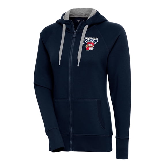 Women's Antigua Navy Portland Sea Dogs Victory Full-Zip Hoodie