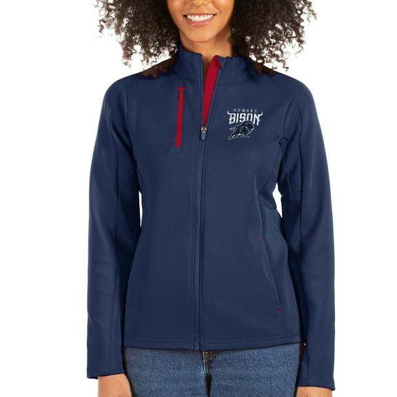 Women's Antigua Navy/Red Howard Bison Generation Full-Zip Jacket