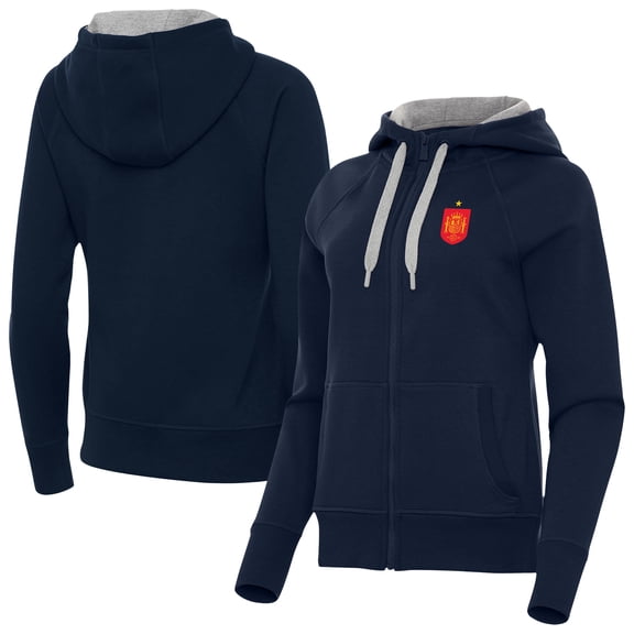 Women's Antigua Navy Spain National Team Takeover Fleece Raglan Full-Zip Hoodie