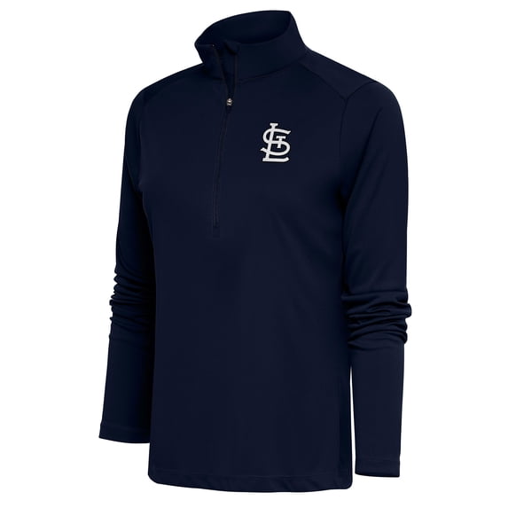 Women's Antigua Navy St. Louis Cardinals Brushed Metallic Tribute Half-Zip Pullover Top