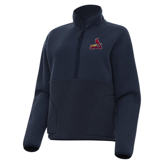 Women's Antigua Navy St. Louis Cardinals Figure Half-Zip Sweatshirt