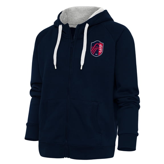 Women's Antigua Navy St. Louis City SC Logo Victory Full-Zip Hoodie