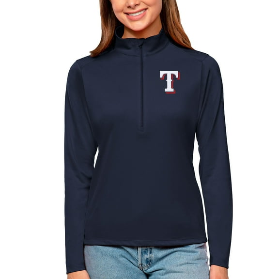 Women's Antigua Navy Texas Rangers Tribute Quarter-Zip Pullover Top