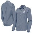 thumbnail image 1 of Women's Antigua Navy Toronto Maple Leafs Porter Woven Tri-Blend Long Sleeve Button-Up Shirt, 1 of 3