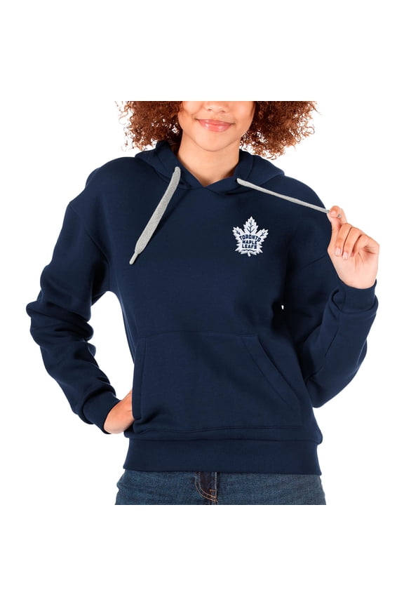 Women's Antigua Navy Toronto Maple Leafs Primary Logo Victory Pullover Hoodie