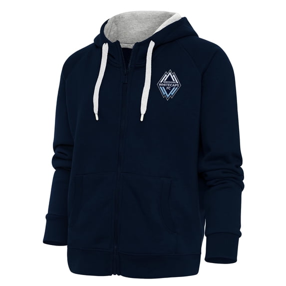 Women's Antigua Navy Vancouver Whitecaps FC Logo Victory Full-Zip Hoodie