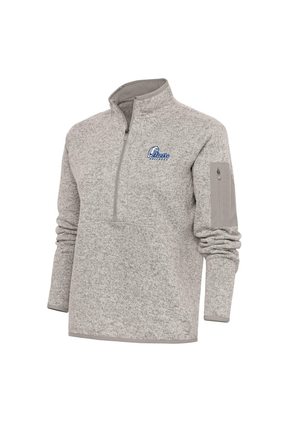 Women's Antigua Oatmeal Drake Bulldogs Fortune Half-Zip Jacket