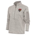thumbnail image 1 of Women's Antigua Oatmeal Florida Panthers Team Logo Fortune Quarter-Zip Jacket, 1 of 1