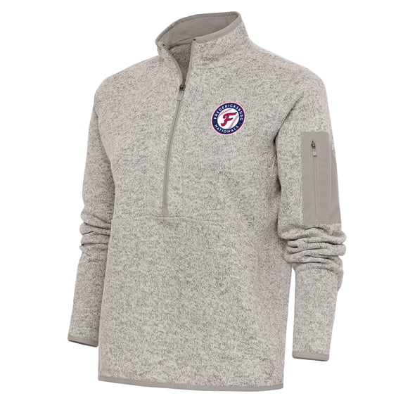 Women's Antigua Oatmeal Fredericksburg Nationals Fortune Half-Zip Pullover Jacket