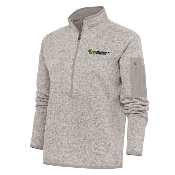 Women's Antigua Oatmeal George Mason Patriots Fortune Half-Zip Sweatshirt