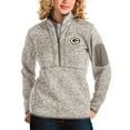 thumbnail image 1 of Women's Antigua Oatmeal Green Bay Packers Fortune Half-Zip Pullover Jacket, 1 of 1