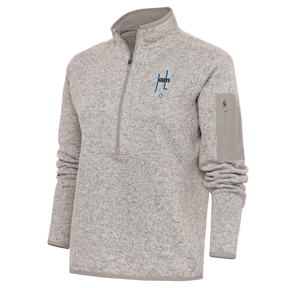 Women's Antigua Oatmeal Homestead Grays Fortune Half-Zip Pullover Jacket