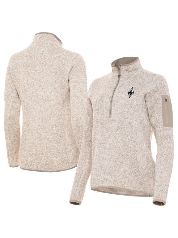 Women's Antigua Oatmeal Las Vegas Aces Fortune Half-Zip Pullover Jacket