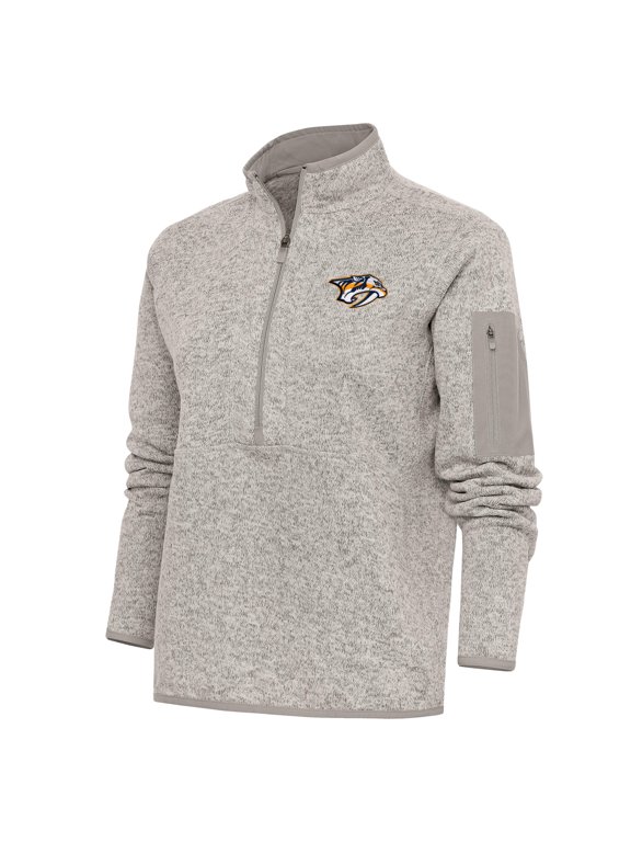 Women's Antigua Oatmeal Nashville Predators Team Logo Fortune Quarter-Zip Jacket