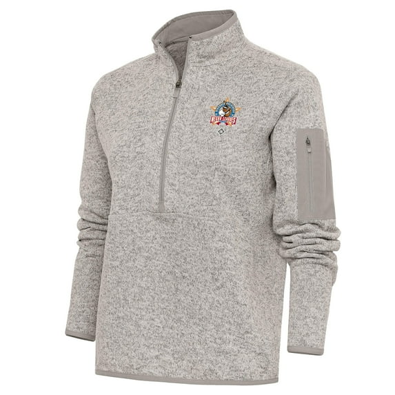 Women's Antigua Oatmeal Negro League Fortune Half-Zip Pullover Jacket