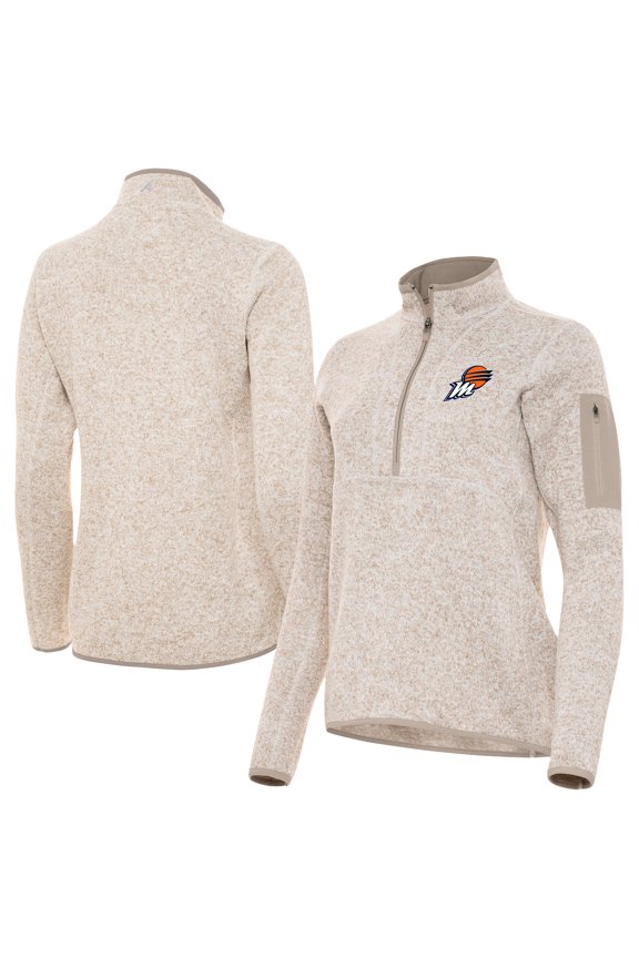Women's Antigua Oatmeal Phoenix Mercury Fortune Half-Zip Pullover Jacket
