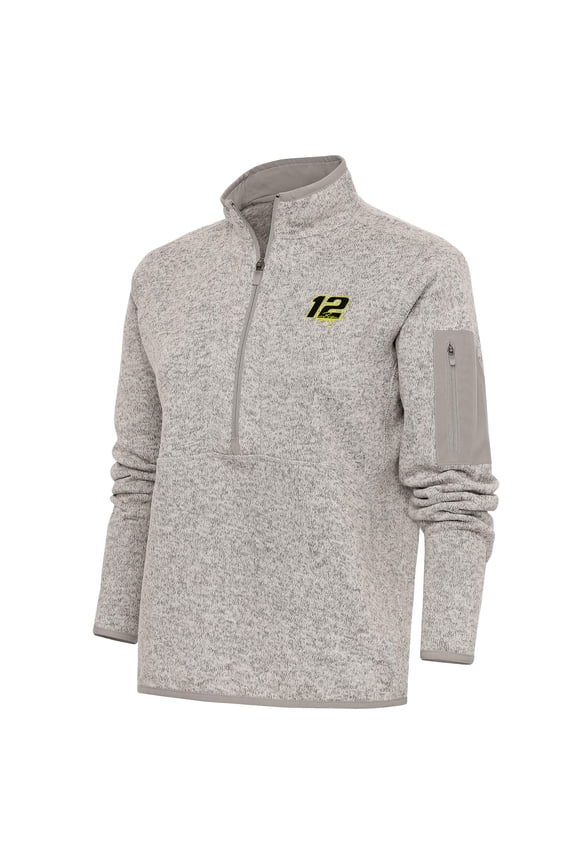 Women's Antigua Oatmeal Ryan Blaney Fortune Half-Zip Pullover Sweater