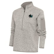 Women's Antigua Oatmeal San Jose Sharks Team Logo Fortune Quarter-Zip Jacket