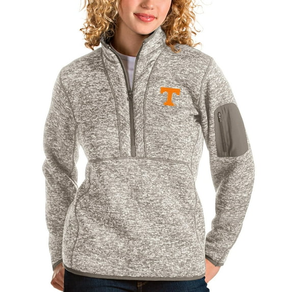 Women's Antigua Oatmeal Tennessee Volunteers Fortune Half-Zip Pullover Sweater