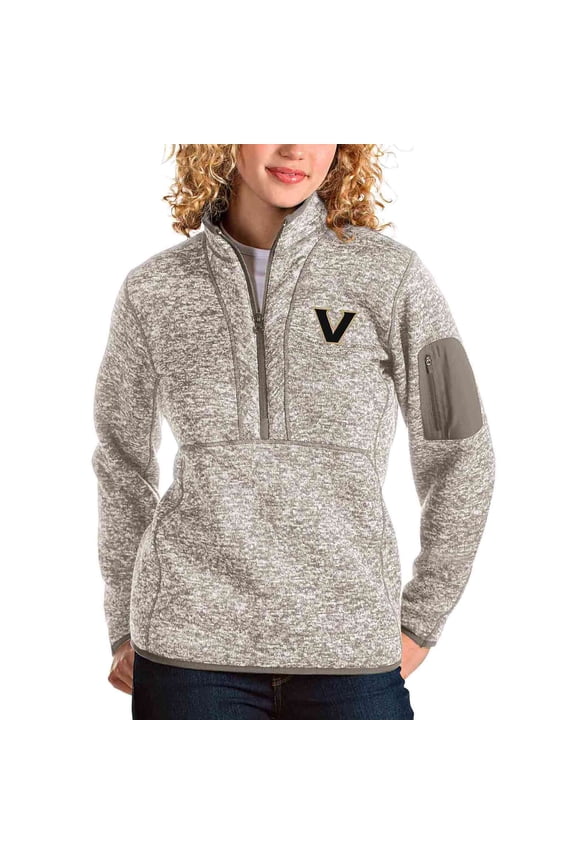 Women's Antigua Oatmeal Vanderbilt Commodores Fortune Half-Zip Pullover Jacket