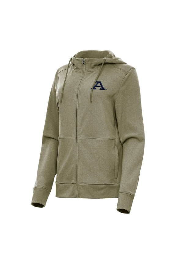 Women's Antigua Olive Akron Zips Seeker Full-Zip Hoodie