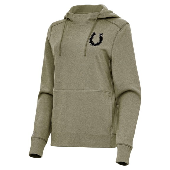 Women's Antigua Olive Indianapolis Colts Justice Pullover Hoodie