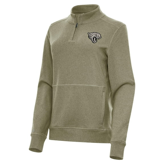 Women's Antigua  Olive Jacksonville Jaguars Crush Quarter-Zip Top