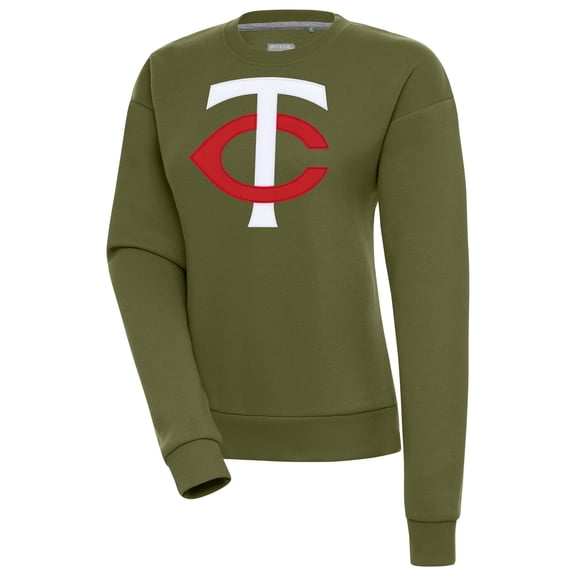 Women's Antigua Olive Minnesota Twins Victory Pullover Sweatshirt