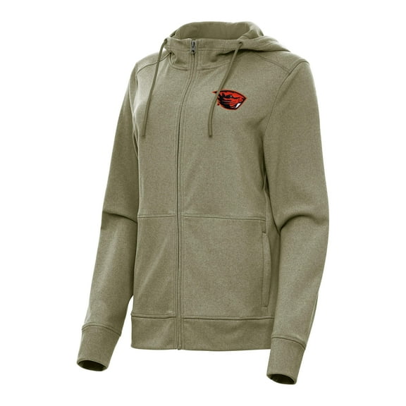 Women's Antigua Olive Oregon State Beavers Seeker Full-Zip Hoodie