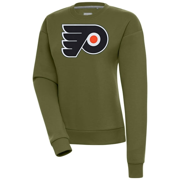 Women's Antigua Olive Philadelphia Flyers Victory Pullover Sweatshirt